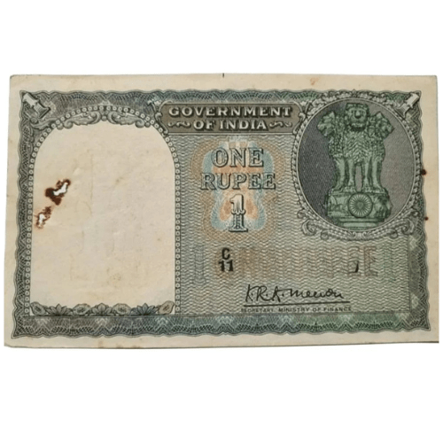 republic india – 1 rupee note (1949) signed by k.r.k. menon • early post independence issue** republic india – 1 rupee note (1949) signed by k.r.k. menon • early post independence issue**